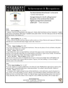 Georges Duboeuf Domaine du Riaz Cote de Brouilly – Press Highlights