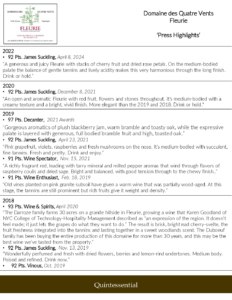 Georges Duboeuf Domaine des Quatre Vents Fleurie – Press Highlights