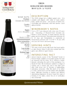 2018 Georges Duboeuf Domaine des Rosiers Moulin-Á-Vent – Fact Sheet