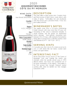 2020 Georges Duboeuf Jean-Ernest Descombes Morgon Côte du Py – Fact Sheet
