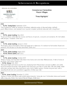Georges Duboeuf Domaine les Chenevières Mâcon-Villages – Press Highlights