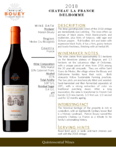 2018 Famille Bouey Chateau La France Delhomme – Fact Sheet