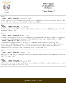 Famille Bouey Chateau La France Delhomme – Press Highlights