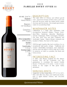 2019 Famille Bouey Cuvée 11 – Fact Sheet
