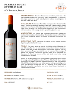 2020 Famille Bouey Cuvée 58 – Fact Sheet