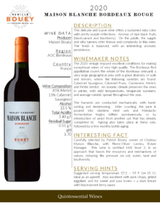 2020 Famille Bouey Maison Blanche Bordeaux Rouge – Fact Sheet