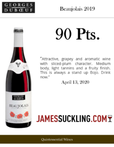 2019 Georges Duboeuf Beaujolais – 90 points, James Suckling – Accolade Sell Sheet