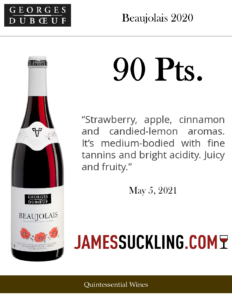 2020 Georges Duboeuf Beaujolais – 90 points, James Suckling – Accolade Sell Sheet