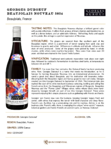 2024 Georges Duboeuf Beaujolais Nouveau – Fact Sheet