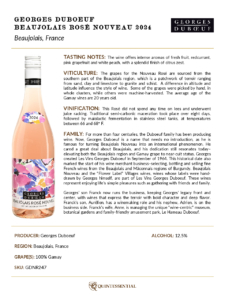 2024 Georges Duboeuf Beaujolais Nouveau Rosé – Fact Sheet