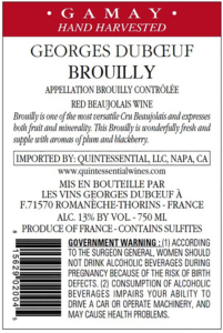 Georges Duboeuf Brouilly – Back Label – Non-Vintage