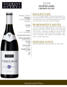 2018 Georges Duboeuf Chiroubles – Fact Sheet
