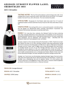 2022 Georges Duboeuf Chiroubles – Fact Sheet