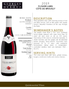 2019 Georges Duboeuf Côte-de-Brouilly – Fact Sheet
