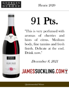 2020 Georges Duboeuf Fleurie – 90 points, James Suckling – Accolade Sell Sheet