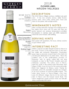 2018 Georges Duboeuf Mâcon-Villages Blanc – Fact Sheet