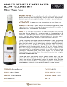 2022 Georges Duboeuf Mâcon-Villages Blanc – Fact Sheet