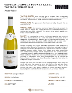 2020 Georges Duboeuf Pouilly-Fuissé – Fact Sheet