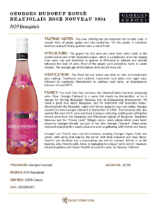 2024 Georges Duboeuf Rousé Beaujolais Rosé Nouveau – Fact Sheet