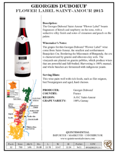 2015 Georges Duboeuf Saint Amour – Fact Sheet