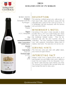 2018 Georges Duboeuf Côte du Py Morgon – Fact Sheet