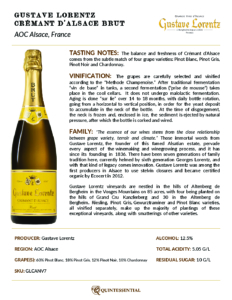 Gustave Lorentz Crémant d’Alsace Brut – Fact Sheet