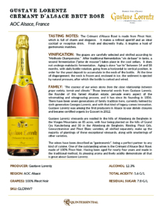 Gustave Lorentz Crémant d’Alsace Brut Rosé – Fact Sheet