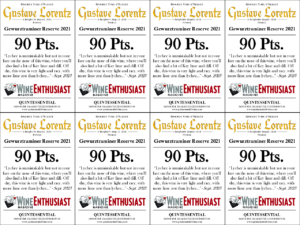 2021 Gustave Lorentz Gewurztraminer Reserve – 90 points, Wine Enthusiast – Shelftalker