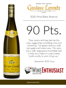 2020 Gustave Lorentz Pinot Blanc Reserve – 90 points, Wine Enthusiast – Accolade Sell Sheet
