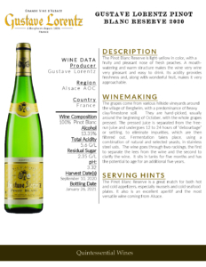 2020 Gustave Lorentz Pinot Blanc Reserve – Fact Sheet