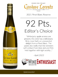 2021 Gustave Lorentz Pinot Blanc Reserve – 92 points, Wine Enthusiast – Accolade Sell Sheet