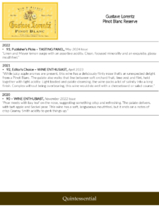 Gustave Lorentz Pinot Blanc Reserve – Press Highlights