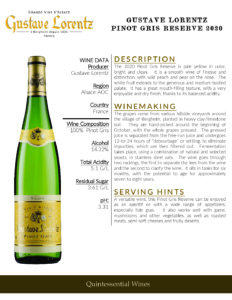 2020 Gustave Lorentz Pinot Gris Reserve – Fact Sheet