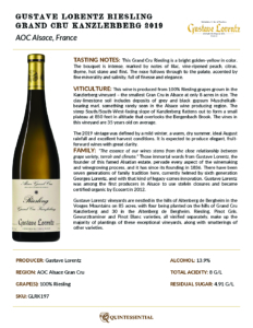 2019 Gustave Lorentz Riesling Grand Cru Kanzlerberg – Fact Sheet