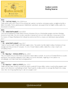 Gustave Lorentz Riesling Reserve – Press Highlights