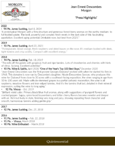 Georges Duboeuf Jean Ernest Descombes Morgon – Press Highlights