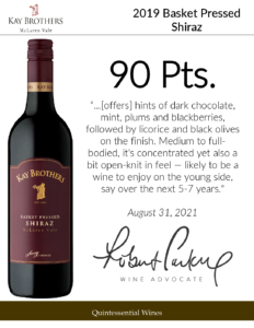 2019 Kay Brothers Basket Pressed Shiraz – 90 points, Wine Advocate – Accolade Sell Sheet