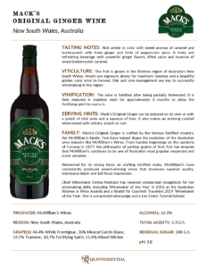 Mack’s Original Ginger Beer – Fact Sheet