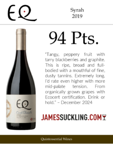 2016 Matetic Vineyards EQ ‘Cool Climate’ Syrah – 94 points, James Suckling – Accolade Sell Sheet