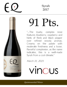 2017 Matetic Vineyards EQ ‘Cool Climate’ Syrah – 91 points, Vinous – Accolade Sell Sheet