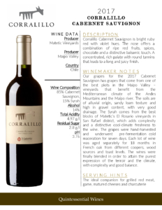 2017 Matetic Vineyards Corralillo Cabernet Sauvignon – Fact Sheet