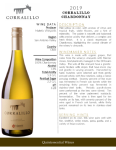 2019 Matetic Vineyards Corralillo Chardonnay – Fact Sheet