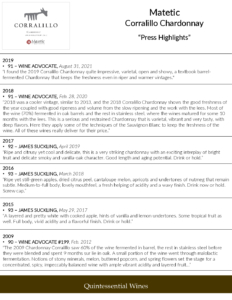 Matetic Vineyards Corralillo Chardonnay – Press Highlights