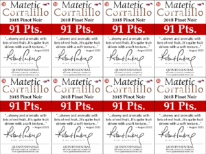 2018 Matetic Vineyards Corralillo Pinot Noir –  91 points, Wine Advocate – Shelftalker