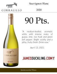 2020 Matetic Vineyards Corralillo Sauvignon Blanc – 90 points, James Suckling – Accolade Sell Sheet