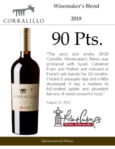 2018 Matetic Vineyards Corralillo Winemaker’s Blend – 90 points, Wine Advocate – Accolade Sell Sheet