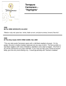 TerraPura Reserva Carménère – Press Highlights