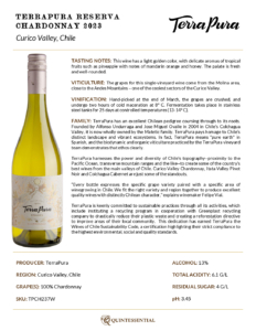 2023 TerraPura Reserva Chardonnay – Fact Sheet