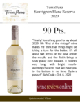 2020 TerraPura Reserva Sauvignon Blanc – 90 points, Wine Review Online – Accolade Sell Sheet