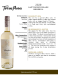 2020 TerraPura Reserva Sauvignon Blanc – Fact Sheet